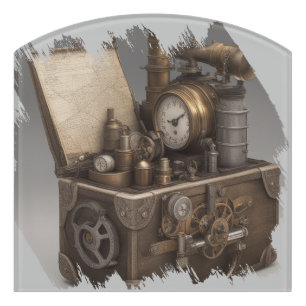Steampunk Time Machine - Vintage Treasure Chest Door Sign