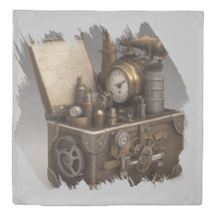 Steampunk Time Machine - Vintage Treasure Chest Duvet Cover