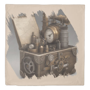 Steampunk Time Machine - Vintage Treasure Chest  Duvet Cover