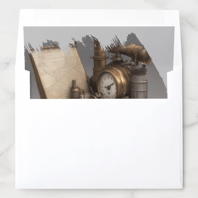 Steampunk Time Machine - Vintage Treasure Chest  Envelope Liner (In Envelope)