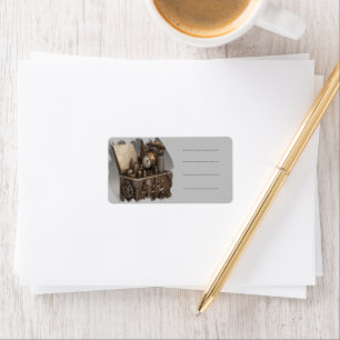 Steampunk Time Machine - Vintage Treasure Chest Label