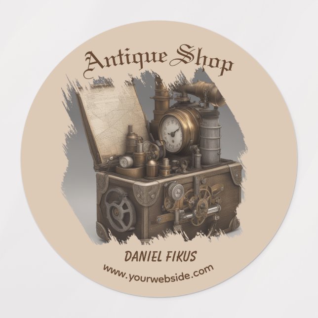 Steampunk Time Machine - Vintage Treasure Chest  Labels (Design 3)
