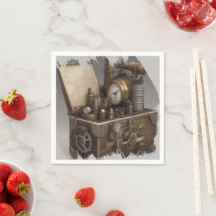 Steampunk Time Machine - Vintage Treasure Chest  Napkins