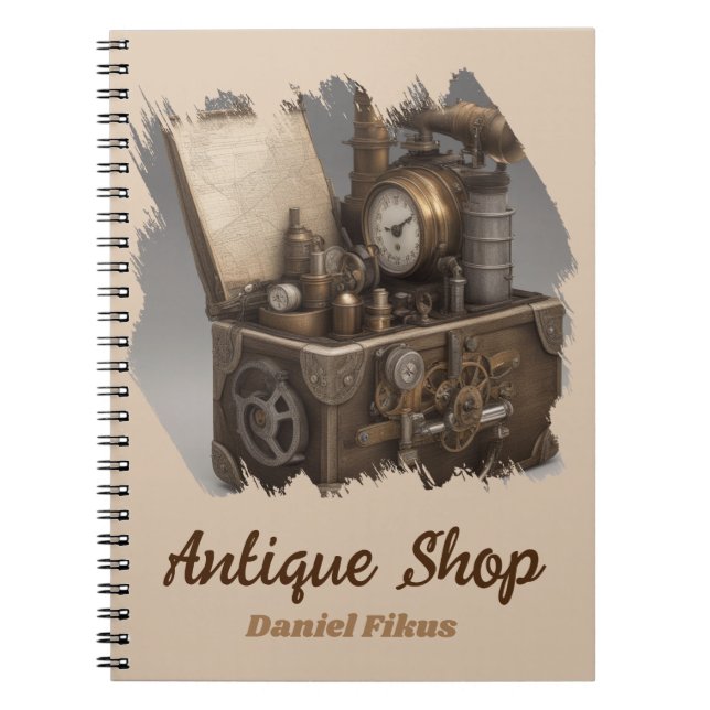 Steampunk Time Machine - Vintage Treasure Chest  Notebook (Front)
