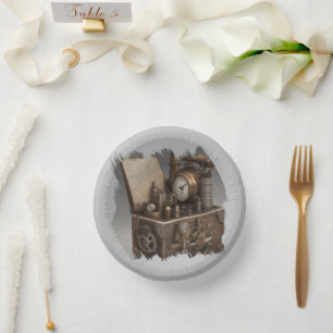 Steampunk Time Machine - Vintage Treasure Chest  Paper Bowls