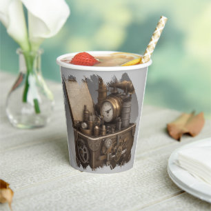 Steampunk Time Machine - Vintage Treasure Chest  Paper Cups