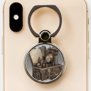 Steampunk Time Machine - Vintage Treasure Chest Phone Ring Stand