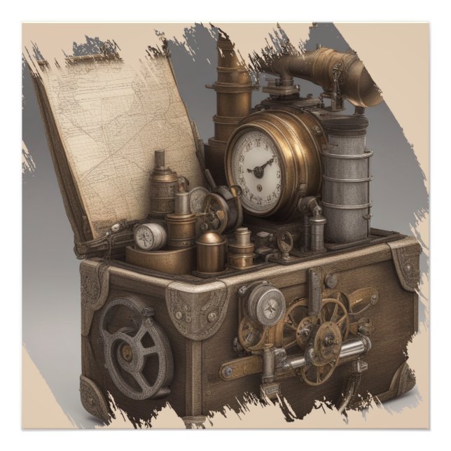 Steampunk Time Machine - Vintage Treasure Chest  Photo Print (Front)
