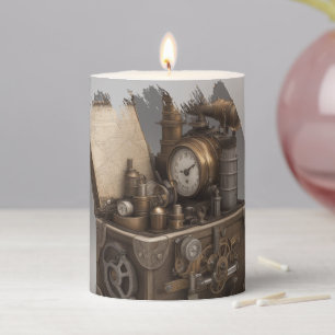 Steampunk Time Machine - Vintage Treasure Chest  Pillar Candle