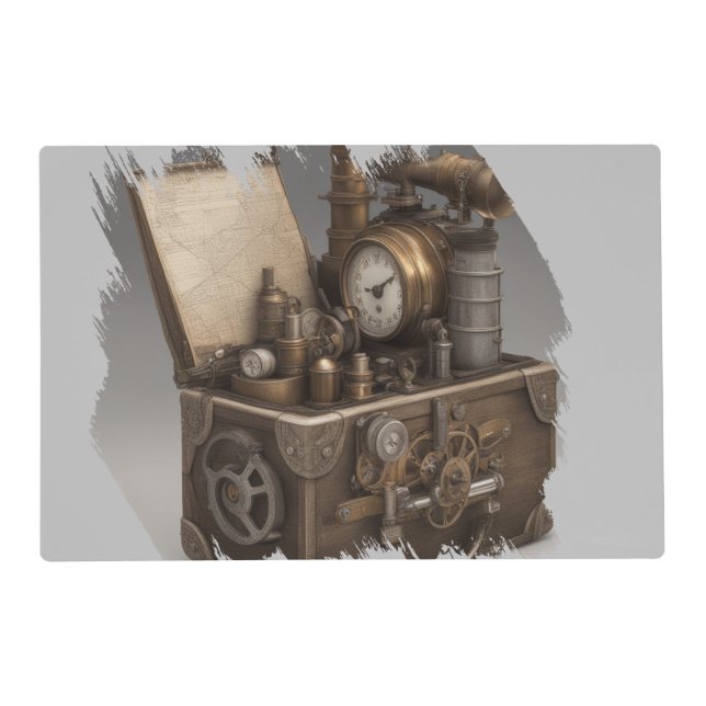 Steampunk Time Machine - Vintage Treasure Chest  Placemat (Front)