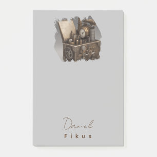 Steampunk Time Machine - Vintage Treasure Chest Post-it Notes