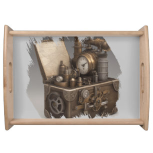 Steampunk Time Machine - Vintage Treasure Chest  Serving Tray