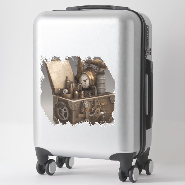 Steampunk Time Machine - Vintage Treasure Chest  Sticker (Suitcase)