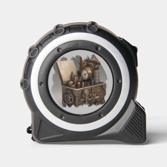 Steampunk Time Machine - Vintage Treasure Chest  Tape Measure (Front)