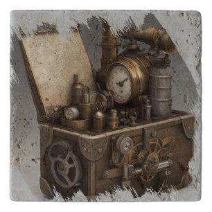 Steampunk Time Machine - Vintage Treasure Chest Trivet