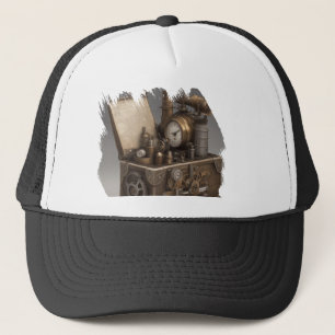 Steampunk Time Machine - Vintage Treasure Chest Trucker Hat