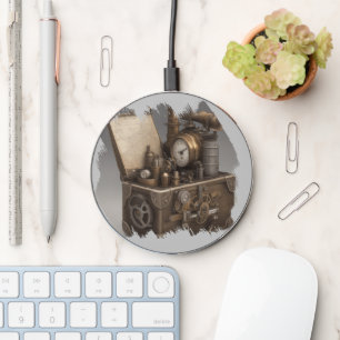 Steampunk Time Machine - Vintage Treasure Chest Wireless Charger