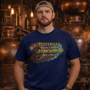 Steampunk Time Machine - Yesterday & Tomorrow Navy T-Shirt