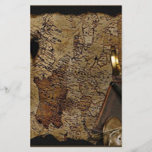 Steampunk time travel accessories, map,compass stationery