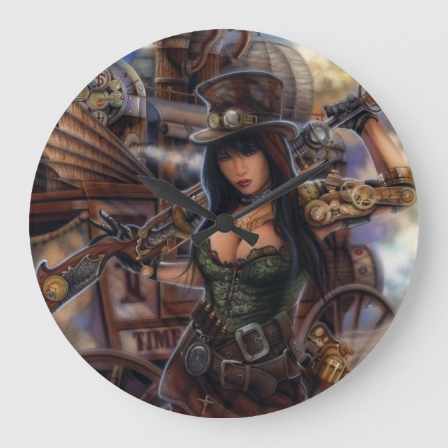 Steampunk Time Traveler Clock! Large Clock (Front)