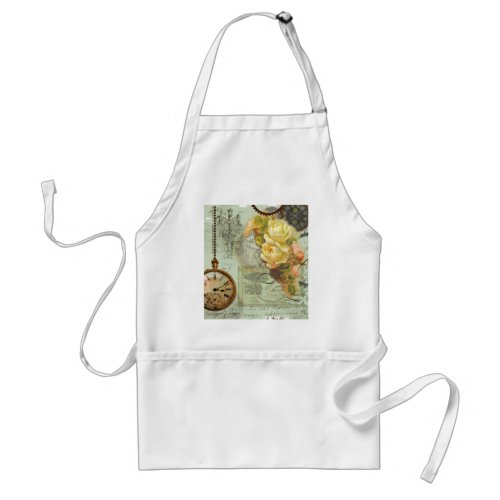 Steampunk Time  Yellow Roses Adult Apron