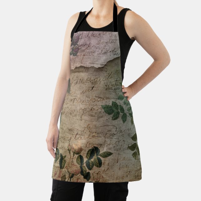 Steampunk Torn Rose | Vintage Distressed Ephemera Apron (Insitu)