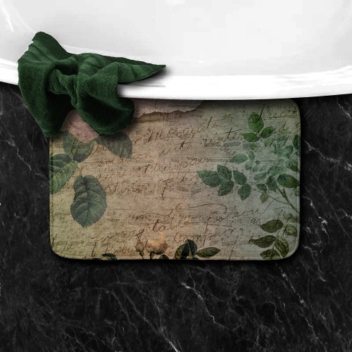 Steampunk Torn Rose  Vintage Distressed Ephemera Bath Mat