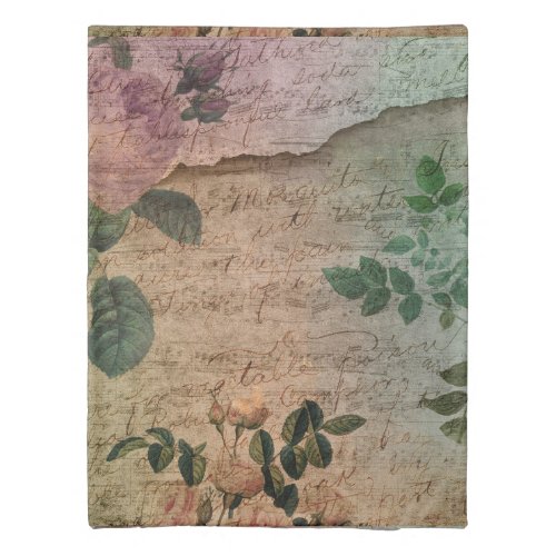 Steampunk Torn Rose  Vintage Distressed Ephemera Duvet Cover