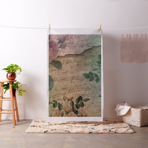 Steampunk Torn Rose | Vintage Distressed Ephemera Fabric