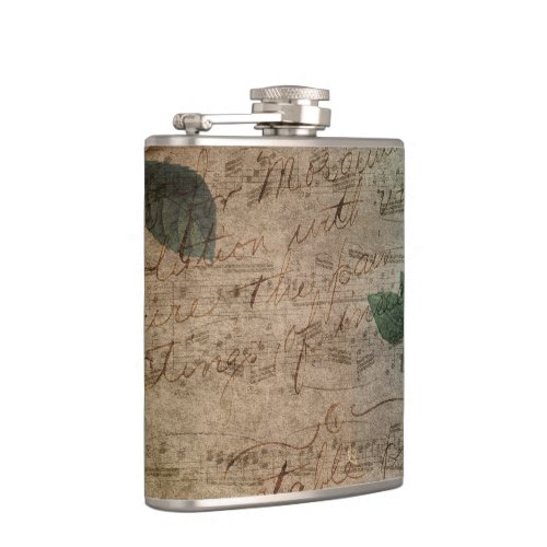 Steampunk Torn Rose  Vintage Distressed Ephemera Flask