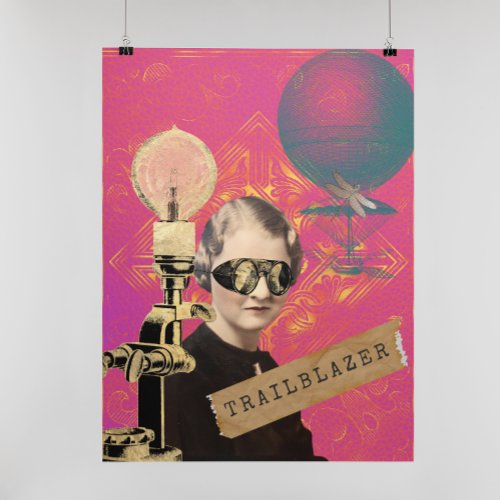 Steampunk Trailblazer Funky Collage Art Print