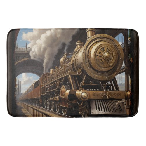 Steampunk Train and Victorian Bridge Bath Mat