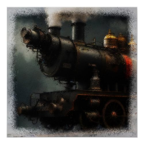Steampunk Train Engine Poster