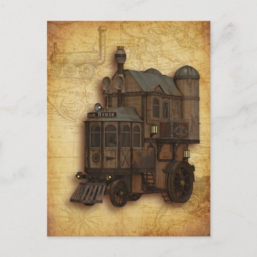 Steampunk Train House 1 _ Postcard