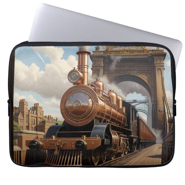Steampunk Train Leaving London Laptop Sleeve (Front)