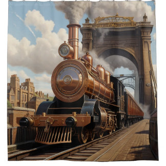 Steampunk Train Leaving London Shower Curtain