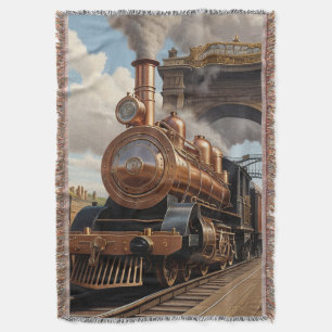 Steampunk Train Leaving London Throw Blanket