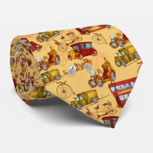 Steampunk transportation pattern neck tie