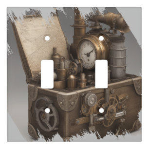 Steampunk Treasure Chest with Gears Light Switch Cover