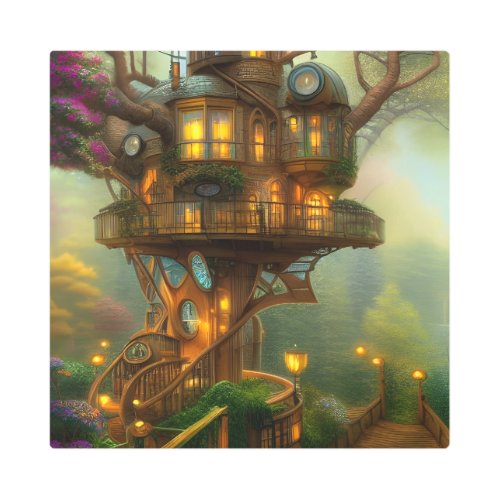 Steampunk Treehouse Observatory  Metal Print