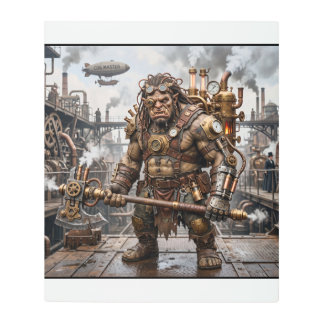 Steampunk Troll In Steampunk Factory Metal Print