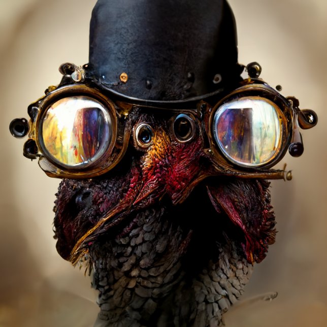 Steampunk Turkey in Top Hat with Goggles Lumbar Pillow (Creator Uploaded)