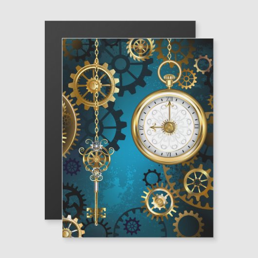 Steampunk turquoise Background with Gears (Front/Back)