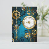 Steampunk turquoise Background with Gears (Standing Front)