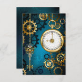 Steampunk turquoise Background with Gears (Front/Back)