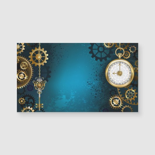 Steampunk turquoise Background with Gears (Front)