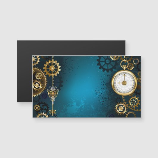 Steampunk turquoise Background with Gears (Front/Back)