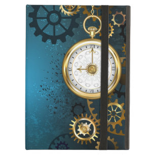 Steampunk turquoise Background with Gears Case For iPad Air