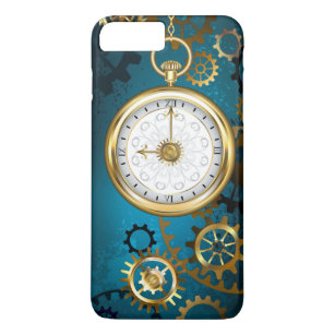 Steampunk turquoise Background with Gears iPhone 8 Plus/7 Plus Case