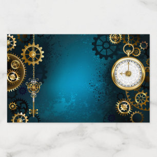 Steampunk turquoise Background with Gears Envelope Liner